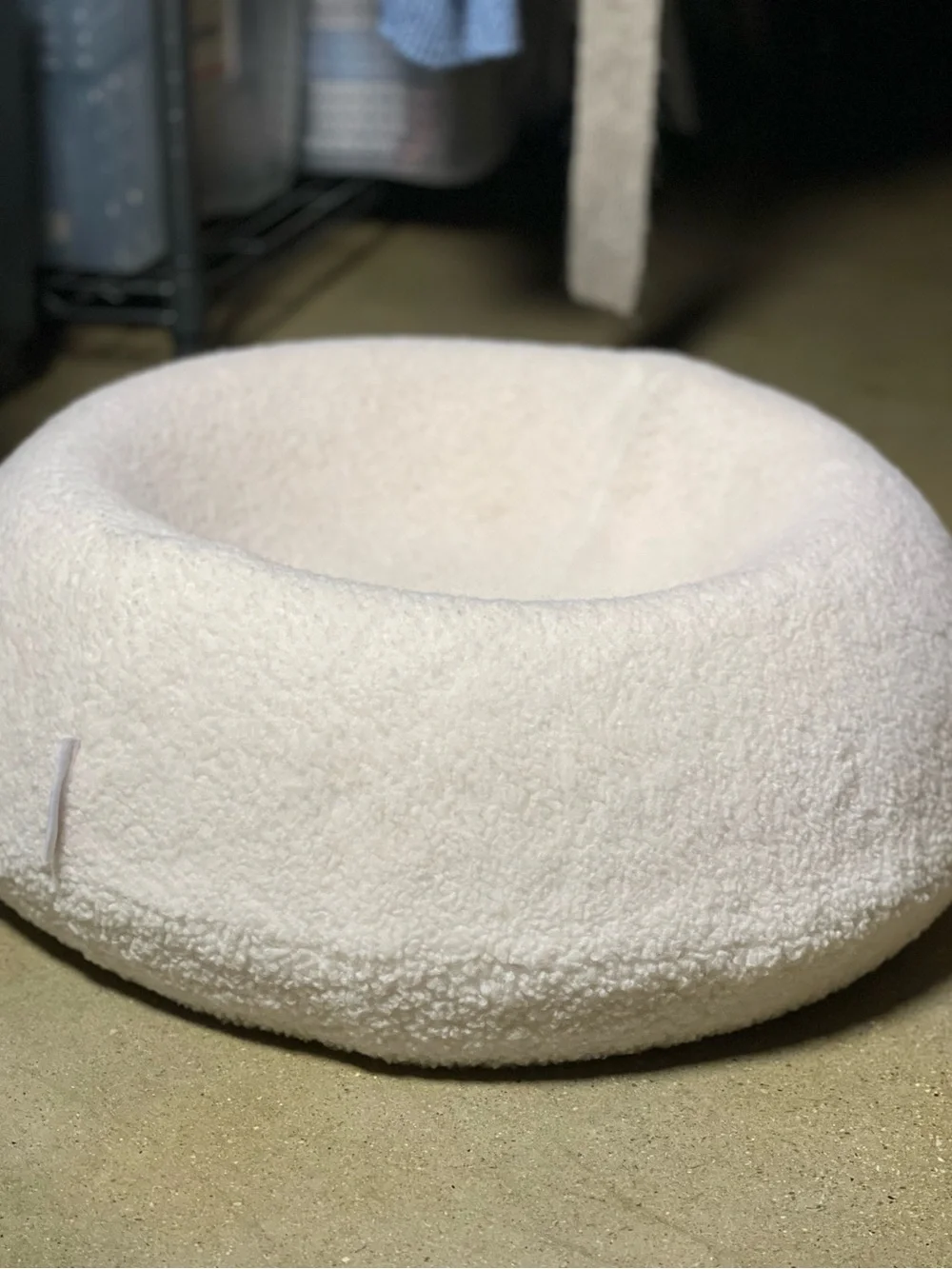 Tuft + Paw Plush Cream Round Sherpa “The Puff” Cat Bed